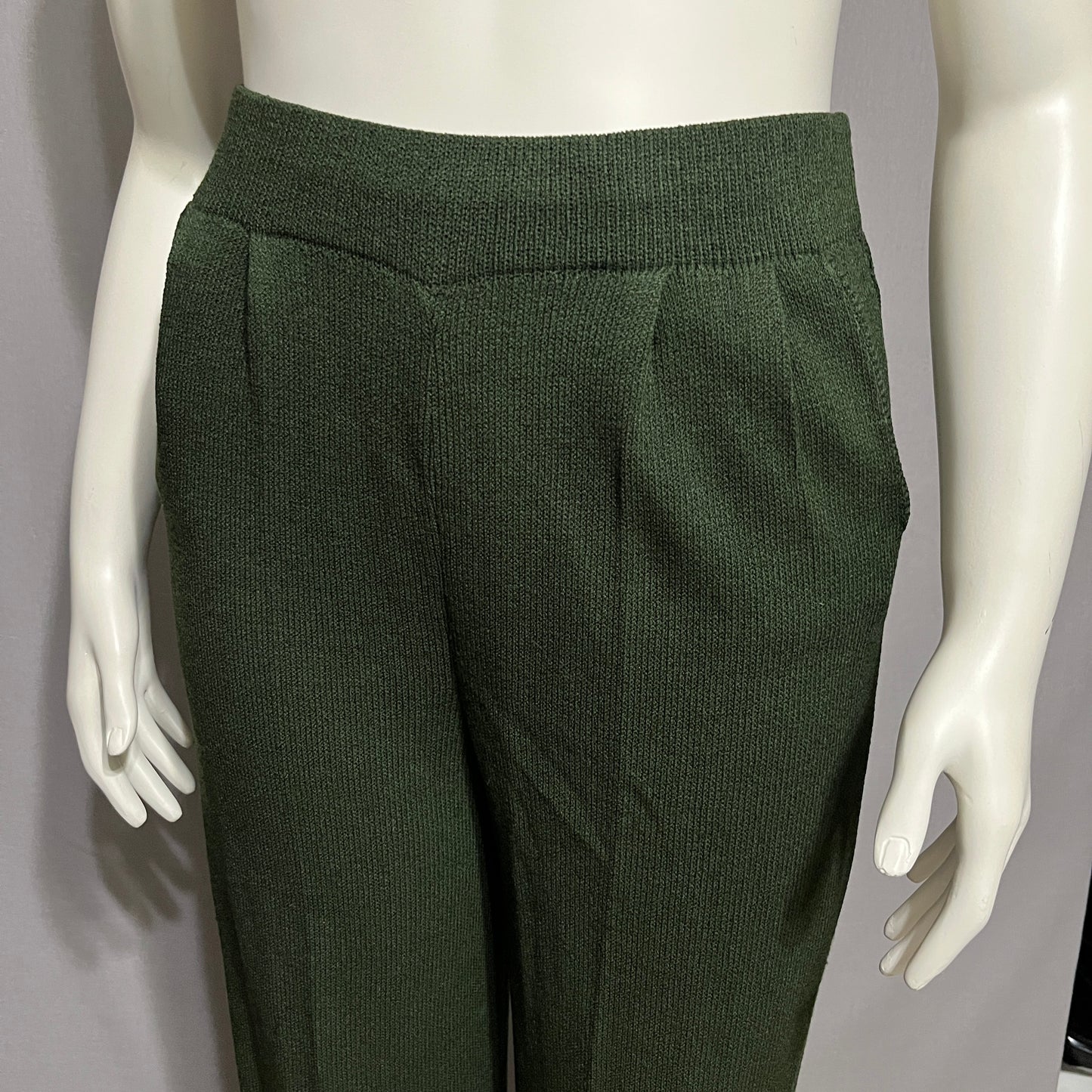 St. John Green Santana Knit Pleated Pants Sz-12