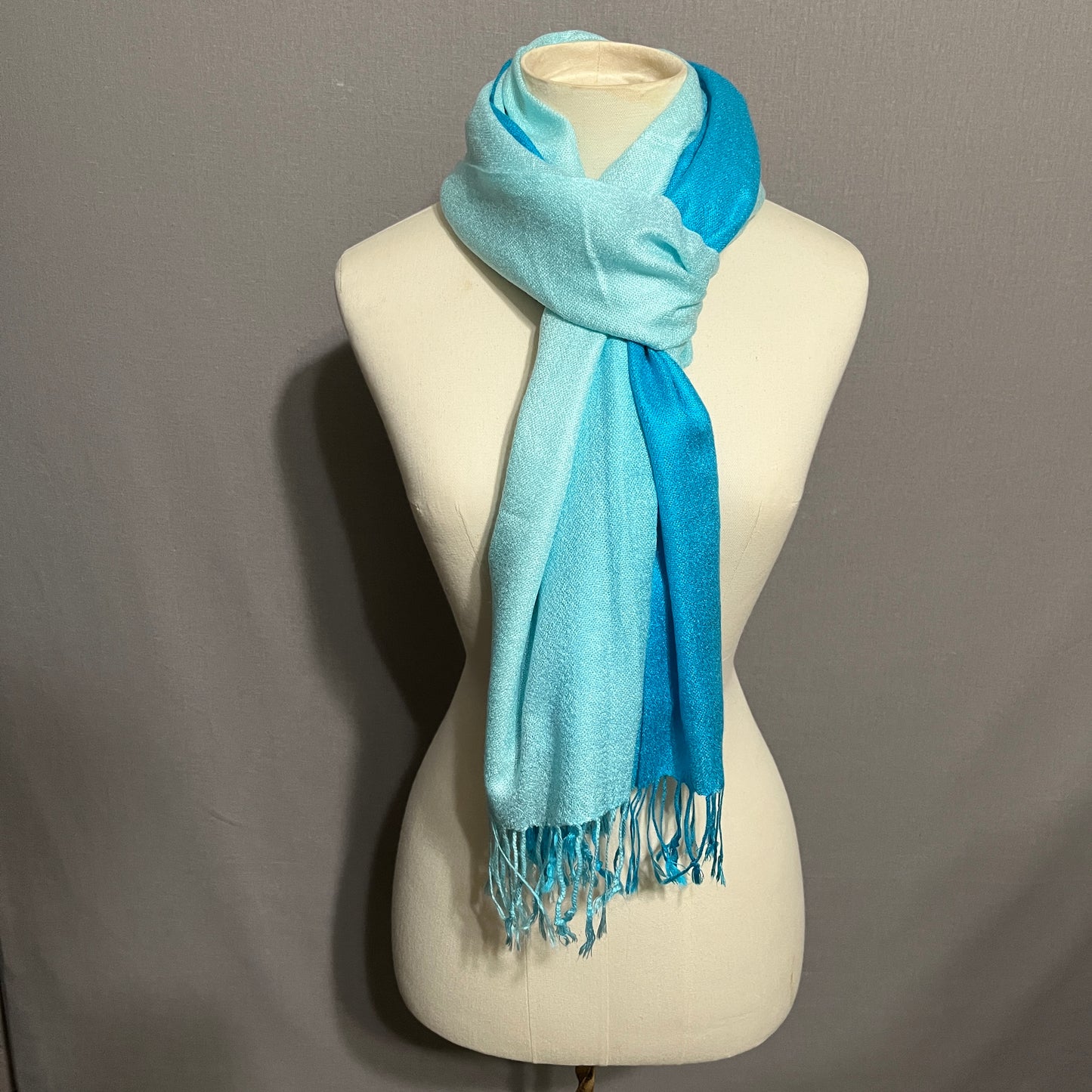 D&G Pashmina Blue and Aqua Ombré Women's Scarf