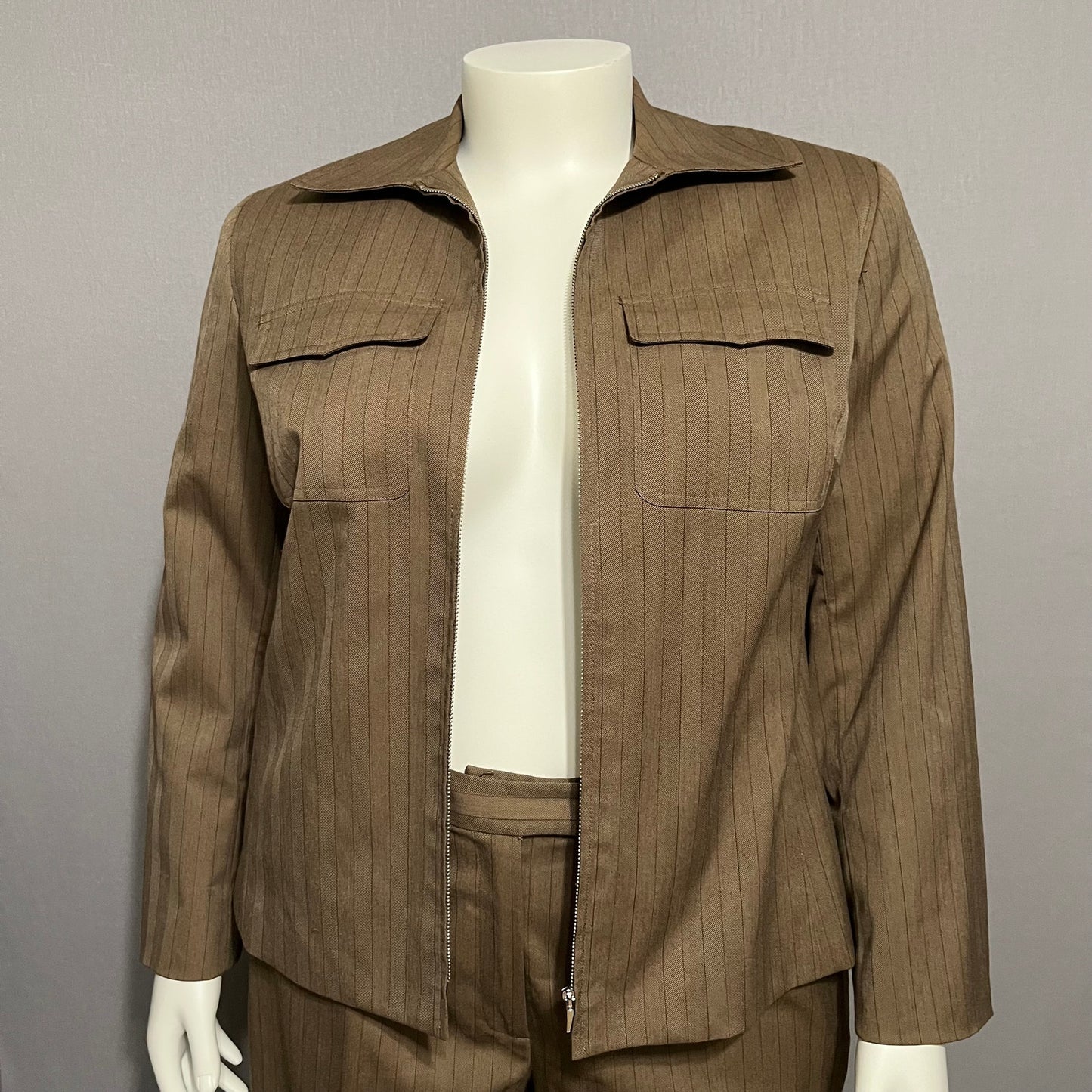 Evan Picone Brown Striped 2Pc Jacket & Pant Casual Set Sz-14W