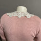 Vintage Chaus Light Pink Lace Collar Cardigan Sweater Petite