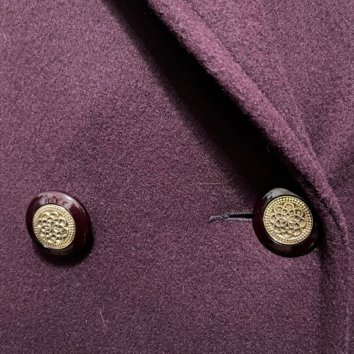 Jones New York Wool Plum With Velvet Collar Coat Sz-XL
