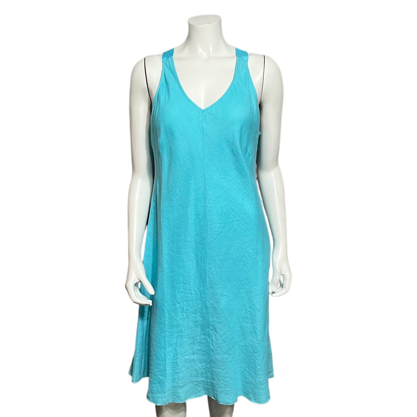 Eileen Fisher Blue Linen Flare Dress Sz-Medium