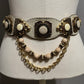 Vintage Streets Ahead Artsy Beige Leather With Chain Belt Sz-Small