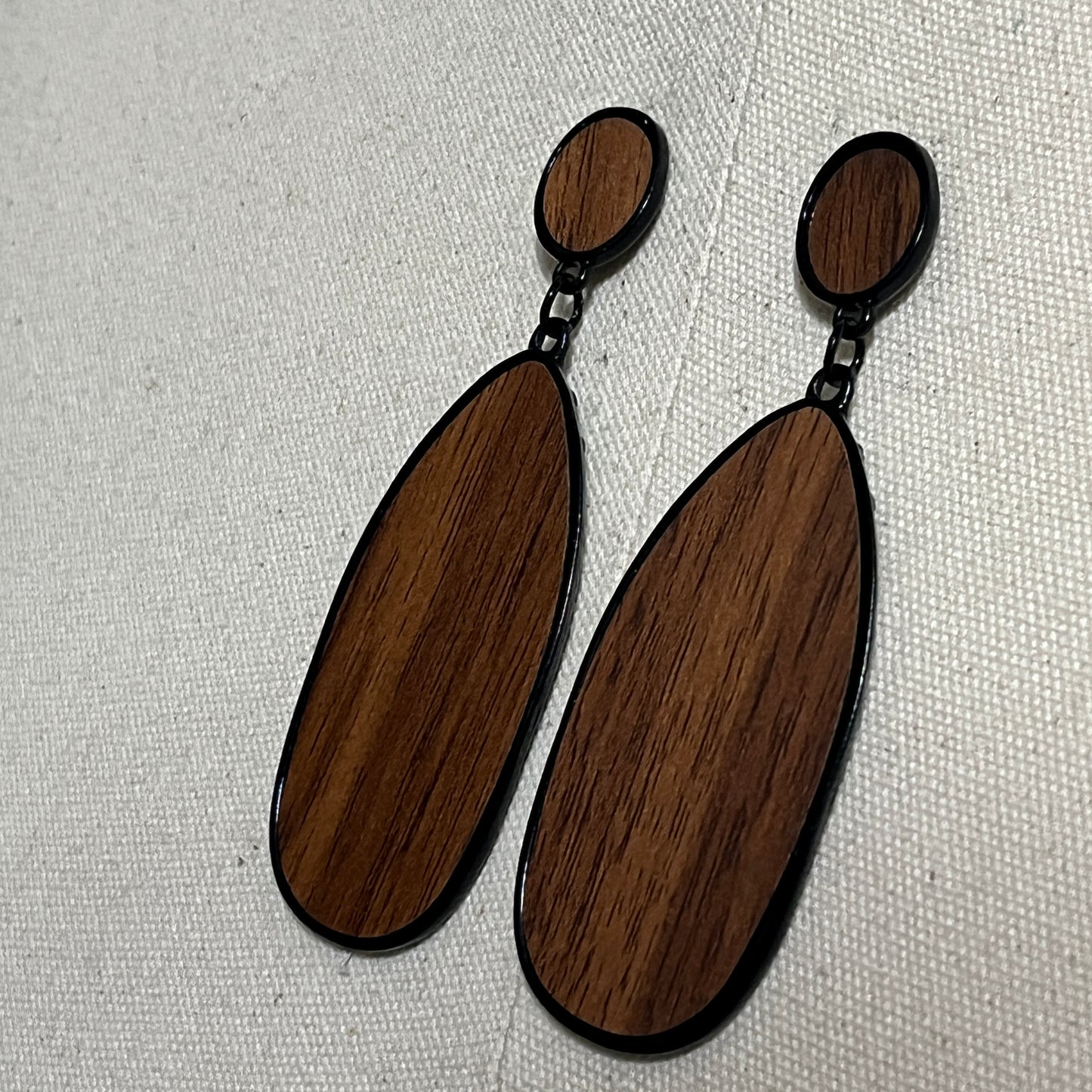 Wooden Brown and Black Drop Earrings