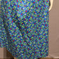 Vintage Floral Cherry Print Blue 100% Cotton Flare Dress Sz-Large