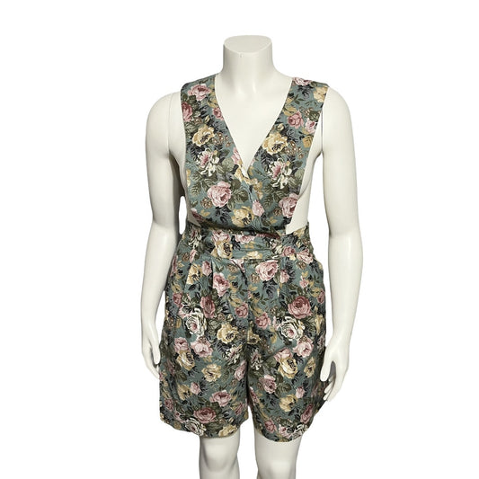 Vintage R.J. Stevens Overall 100% Cotton Floral Romper Sz-12