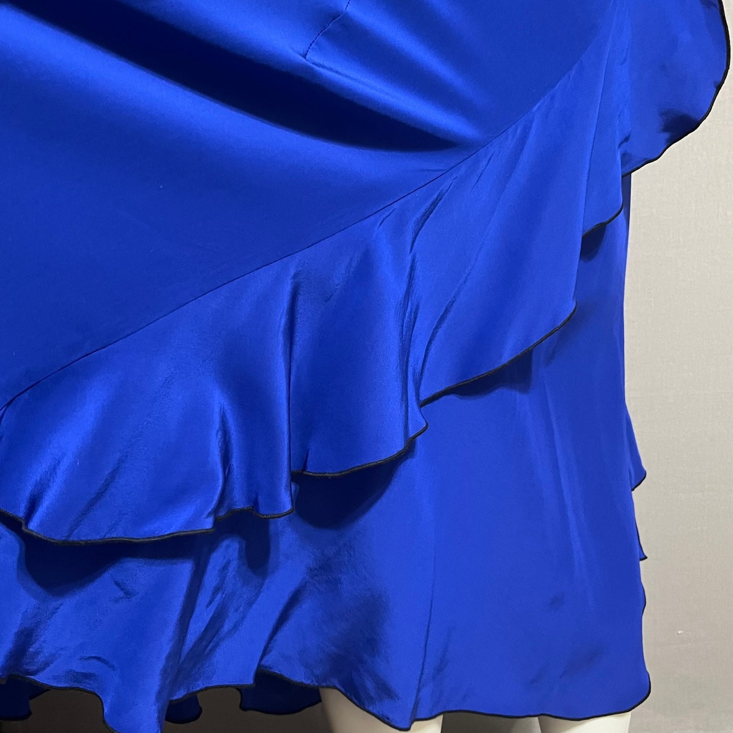 Cobalt Blue Womens With Ruffles Midi Length Flared Skirt Sz-Small