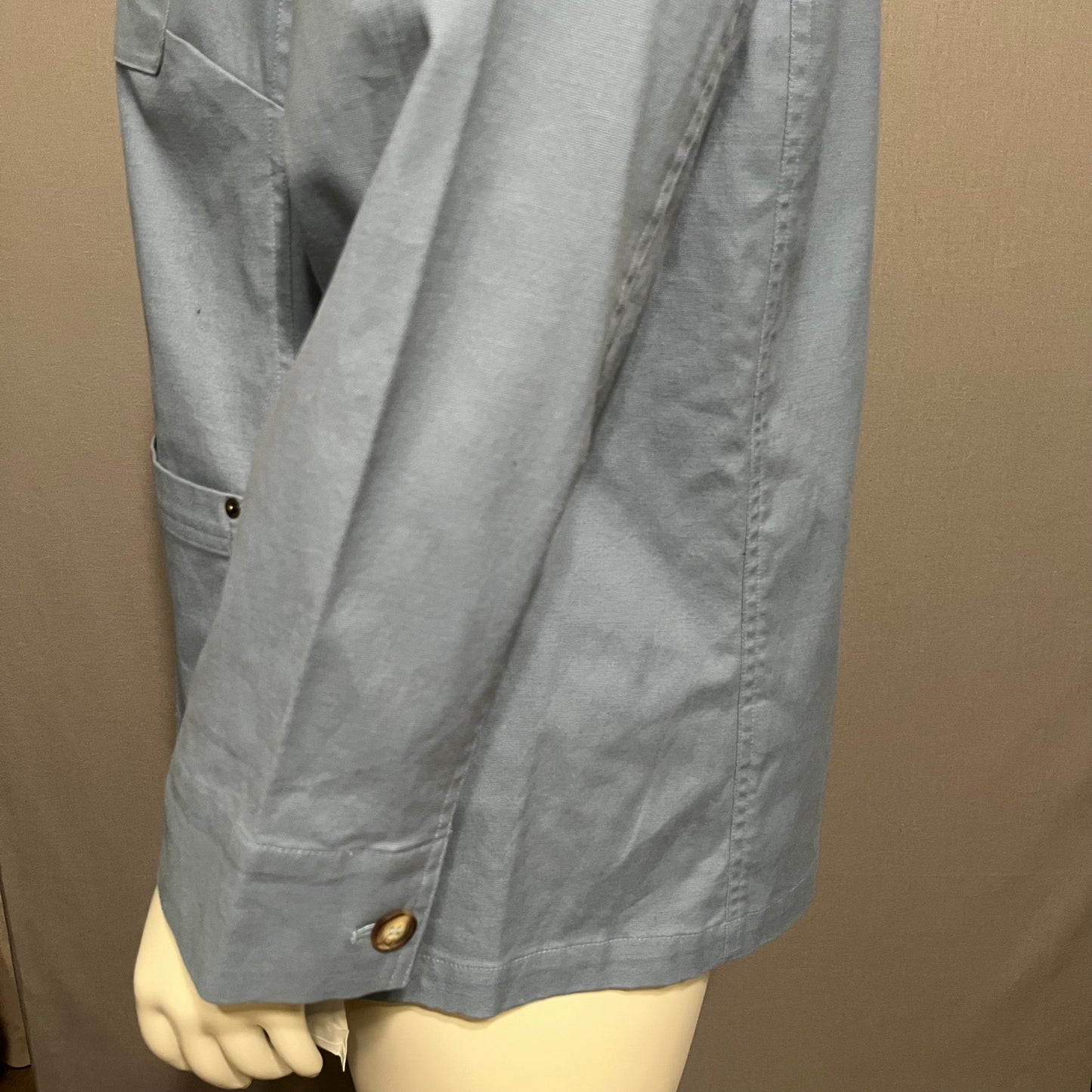 Evan Picone Light Blue Cotton Stretch Shacket Button Front Shirt Sz-2X