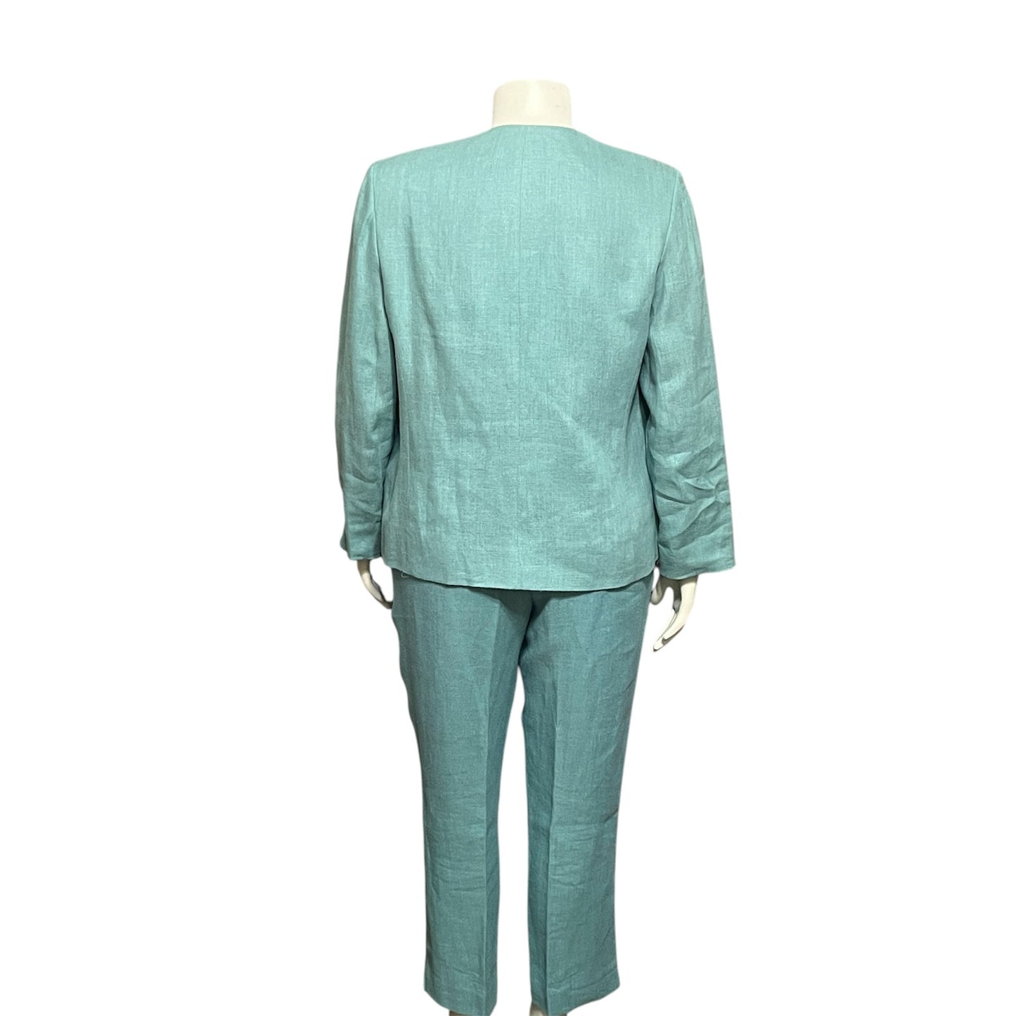 Doncaster Mint Women’s Green 100% Linen 2 Pc Pant Suit-LARGE