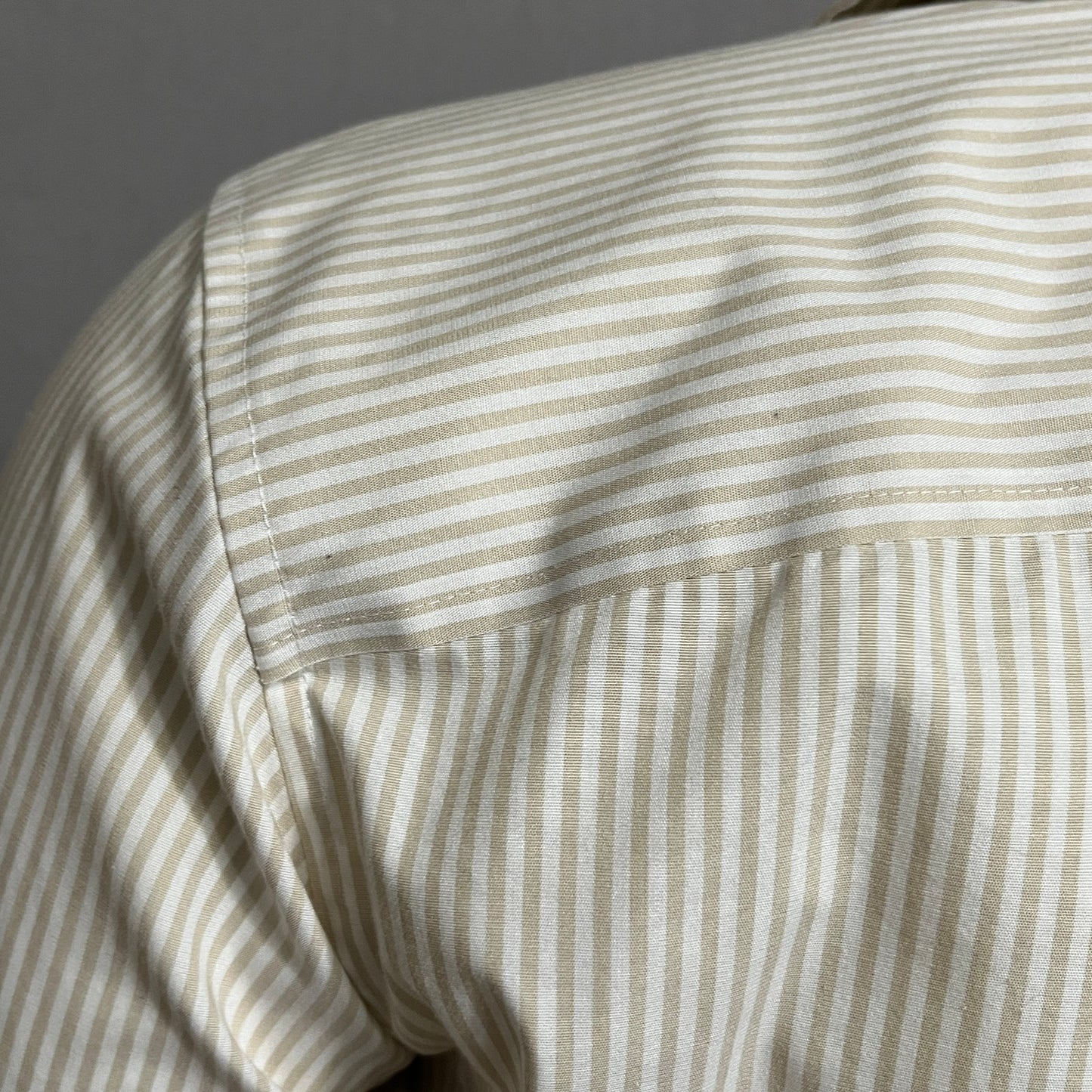 Eddie Bauer Striped Women’s Button Front Shirt 3/4 Sleeve Tan White Sz-XL