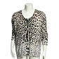 Ellison Animal Print Lightweight Cotton Linen V-Neck Sweater Sz-Small