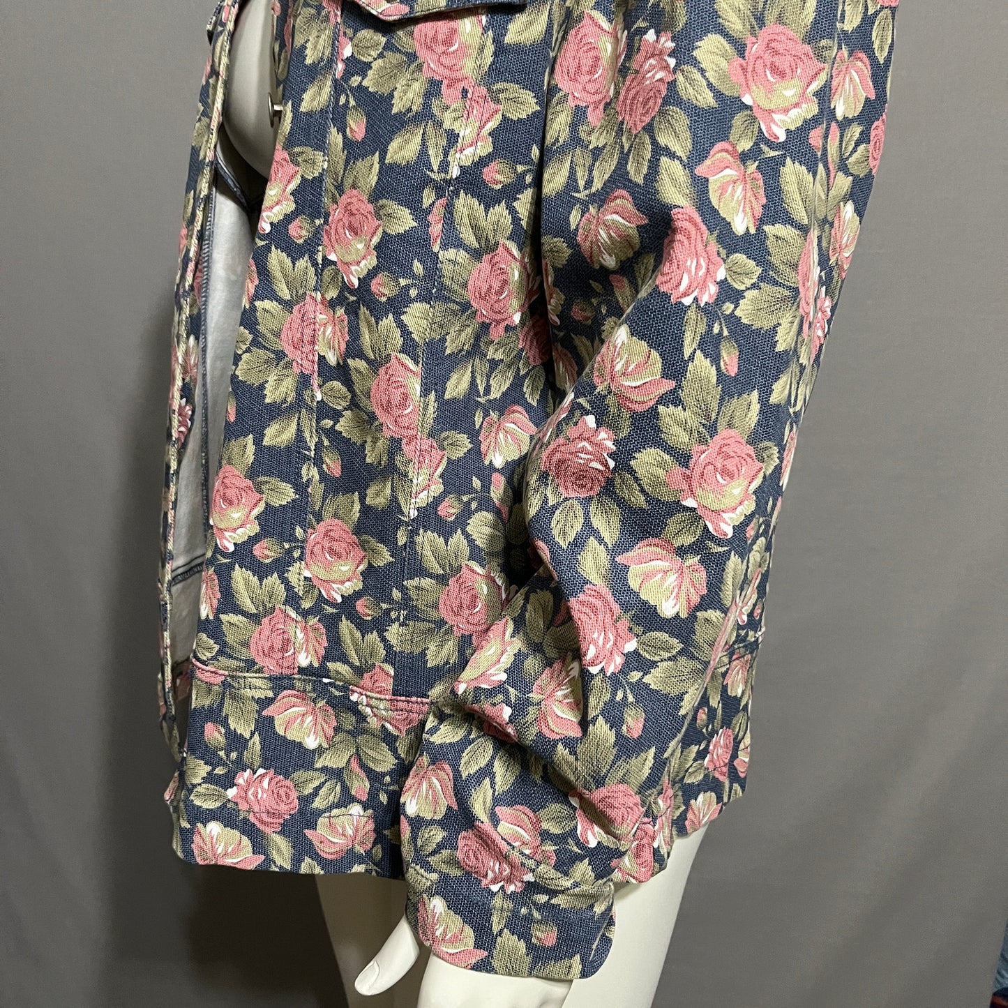 Denim & Co Women’s Floral Pink Denim Jacket Sz-Large