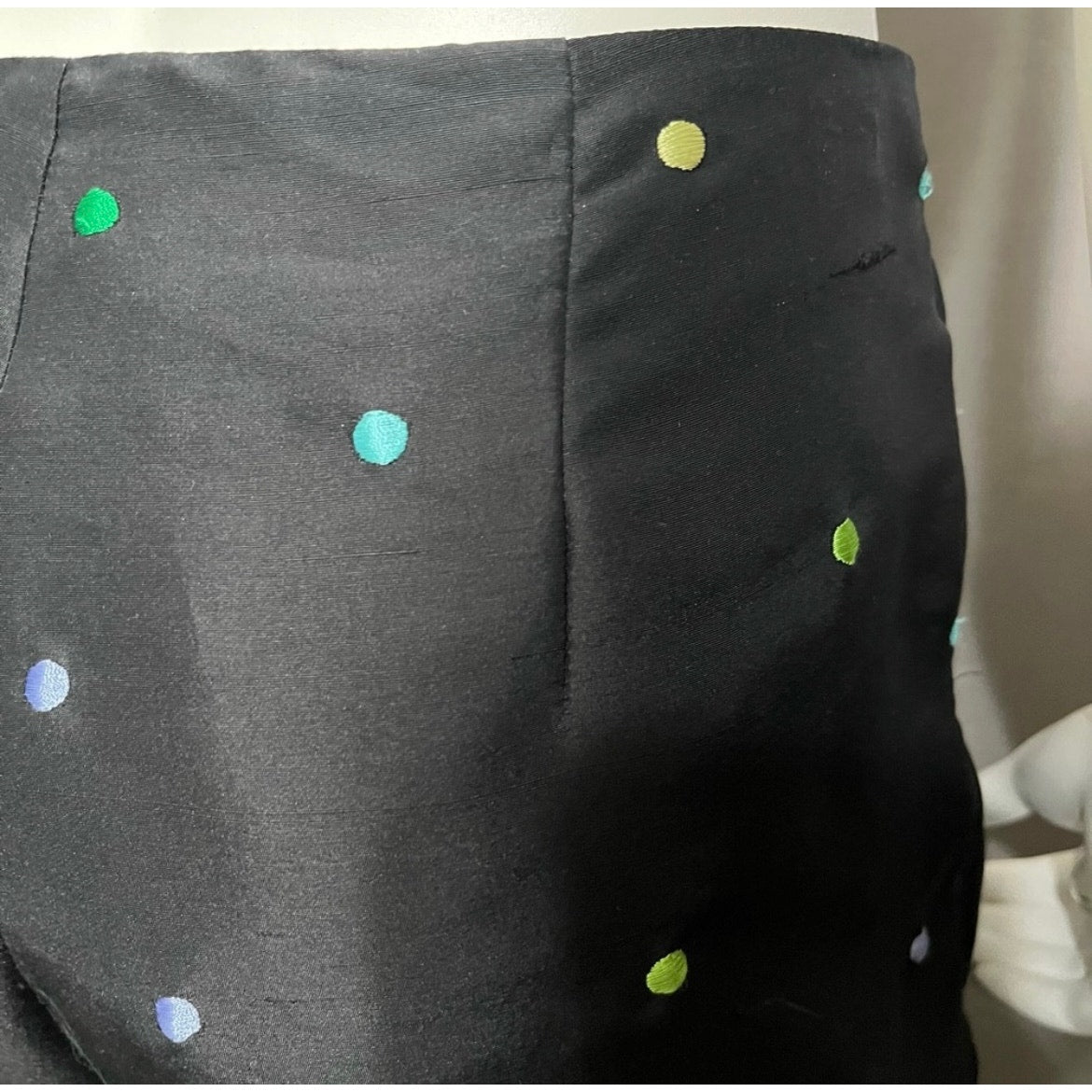 S.L.B Black 100% Silk Multicolored Dots Dress Pants Sz-8P