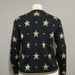 Vintage Holiday Black Cardigan with Gold Star Pattern