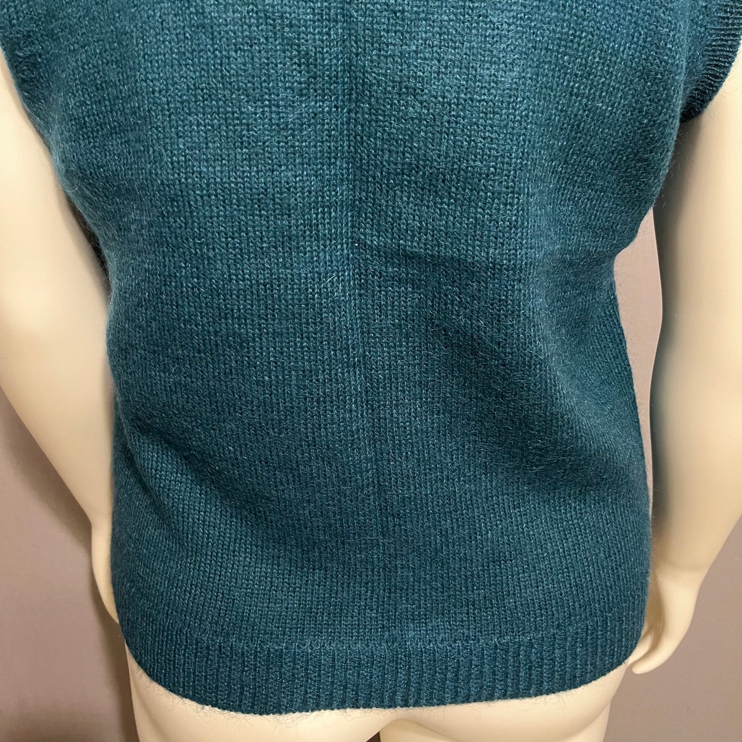 Ms. Russ Vintage Green Mohair Blend Cutout Gold Button Knit Vest Sz-1X