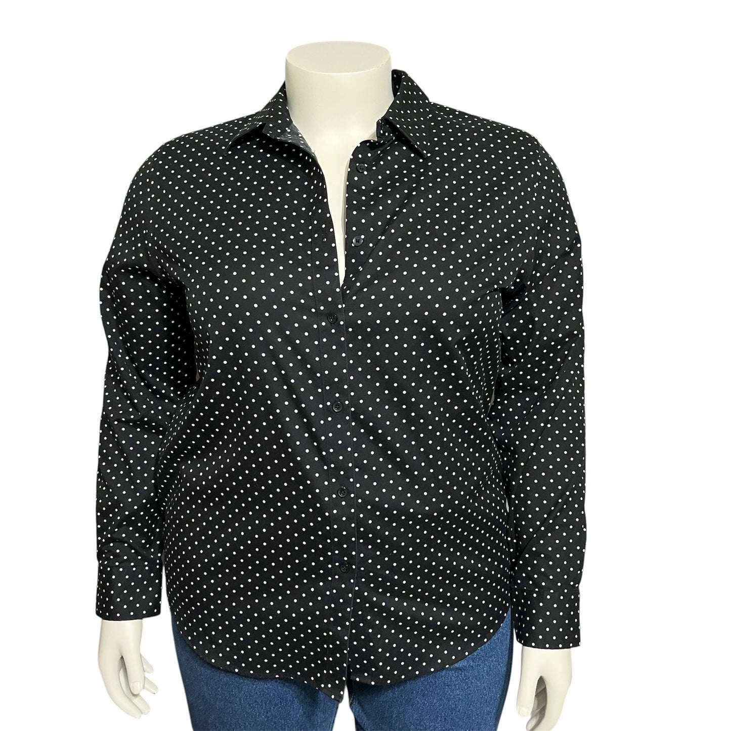 Jones New York Women’s Button Front Polka Dot Shirt 100% Cotton Sz-XL