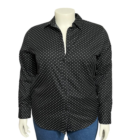 Jones New York Women’s Button Front Polka Dot Shirt 100% Cotton Sz-XL