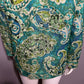 Laura Ashley Green Paisley Print Silk Linen Blend Lightweight Jacket Sz-Large