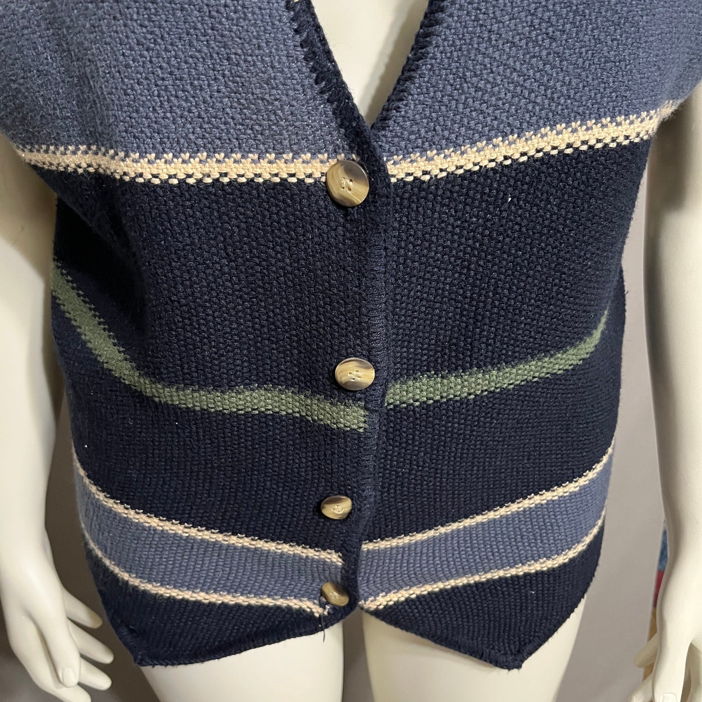 Express Tricot Women’s Cotton Ramie Striped Vest Sz-Large