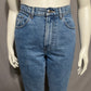 Faconnable Light Blue Denim with Tan Patch Straight High Rise Jeans Sz-14