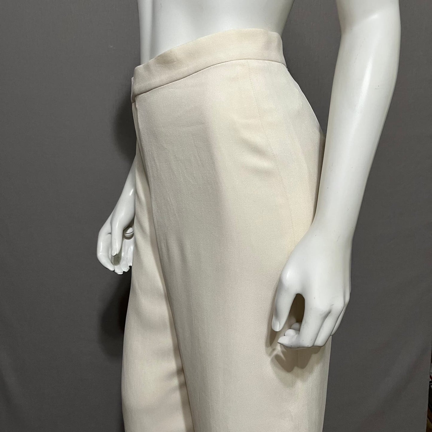 Lauren Ralph Lauren Cream 100% Silk Wide Leg Trousers Sz-12