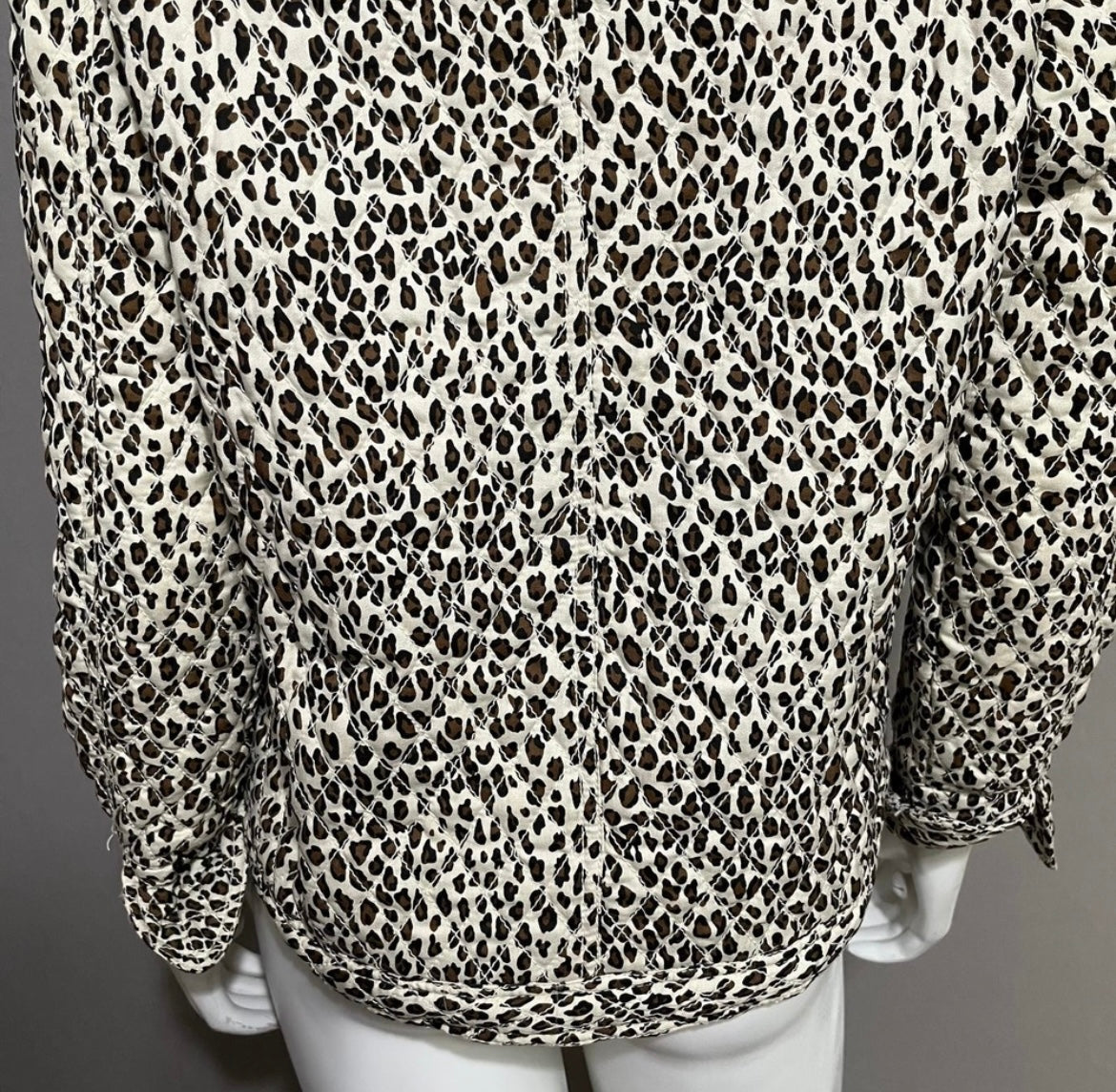 Coldwater Creek 100% Silk Leopard Print Quilted Jacket Sz-Small Petite