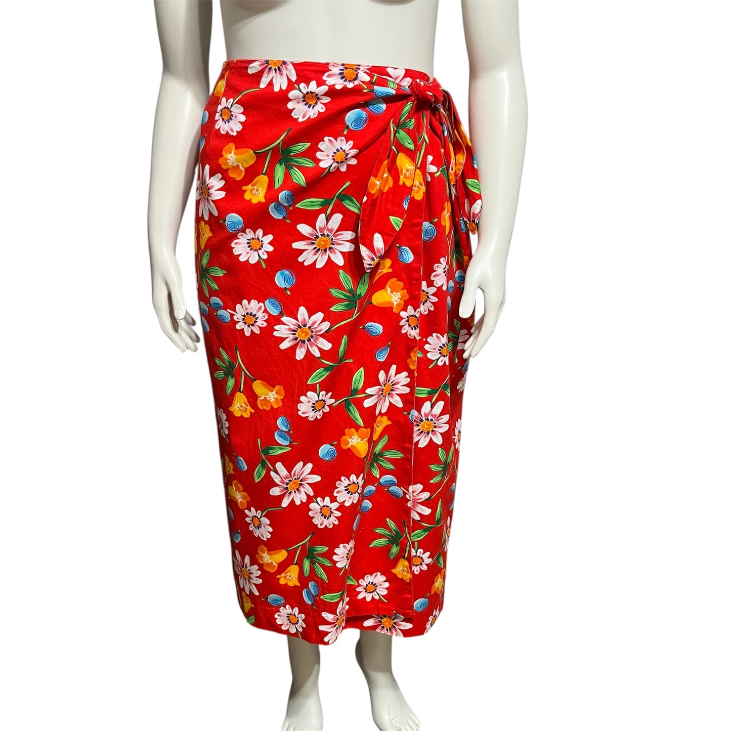 Vibrant Floral Red Sarong Wrap for Women