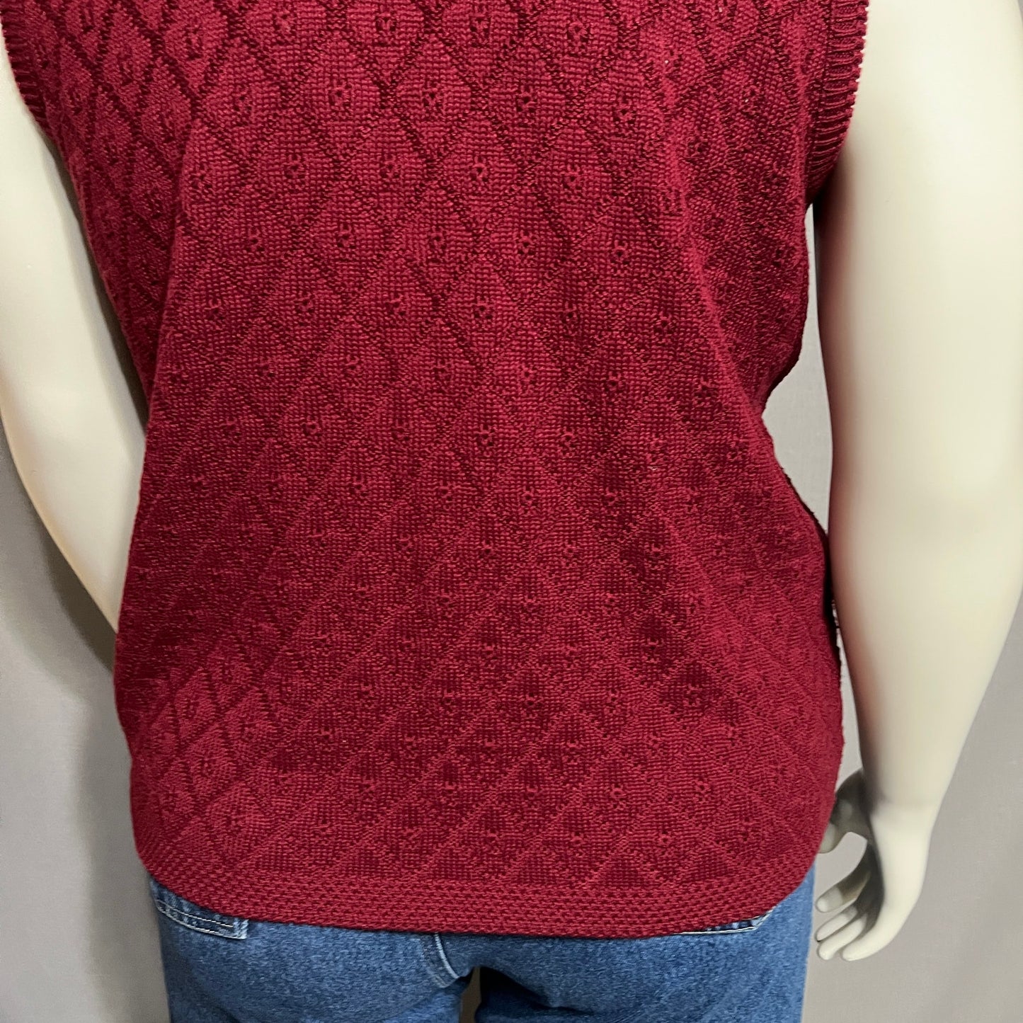 Women’s Sweater Sleeveless Vest Sz-XL Maroon Cotton
