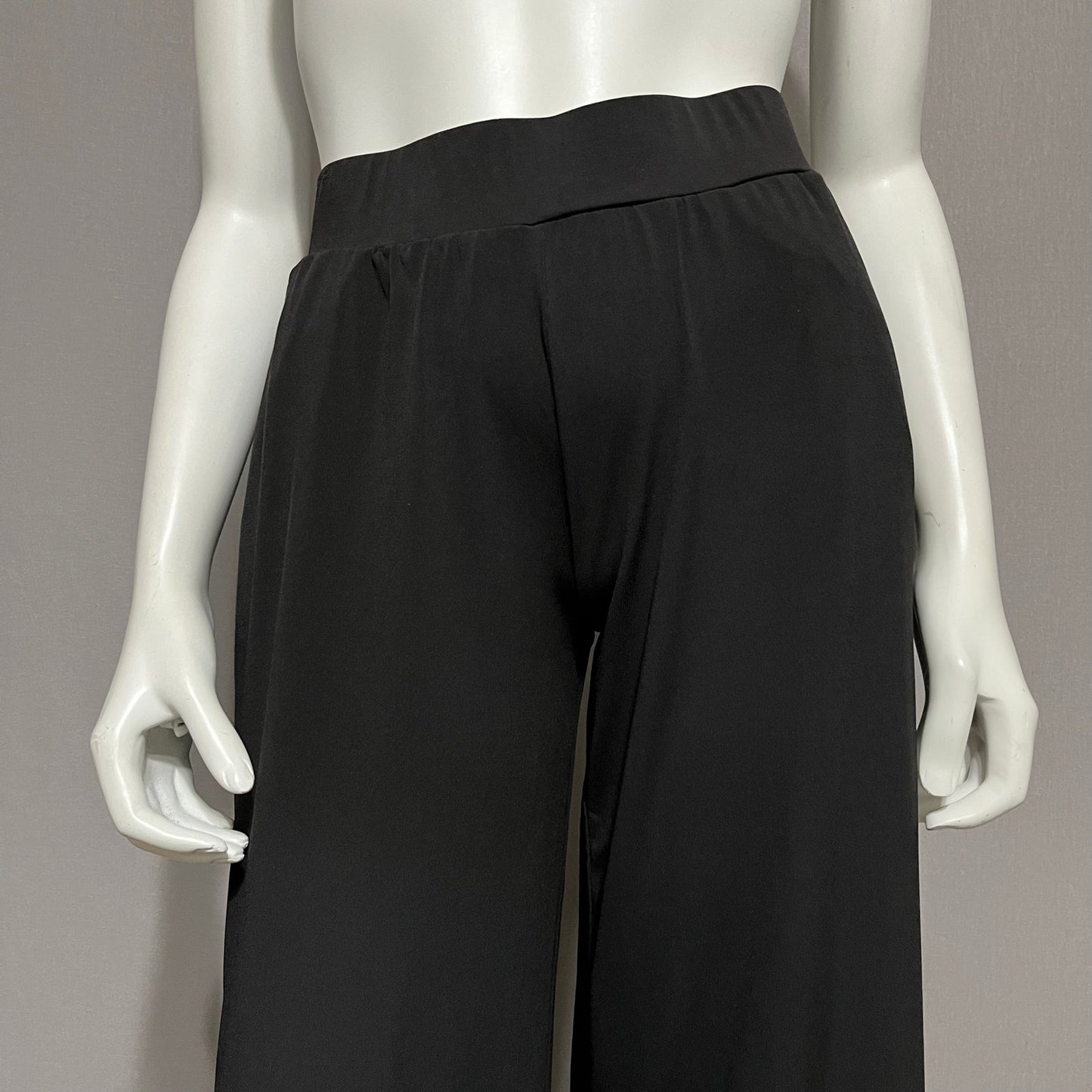 G.I.L.I. Black Pull On Stretch With Side Split Wide Leg Pants Sz-XXSP