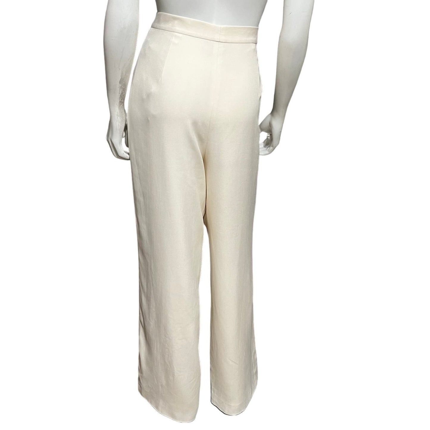 Lauren Ralph Lauren Cream 100% Silk Wide Leg Trousers Sz-12