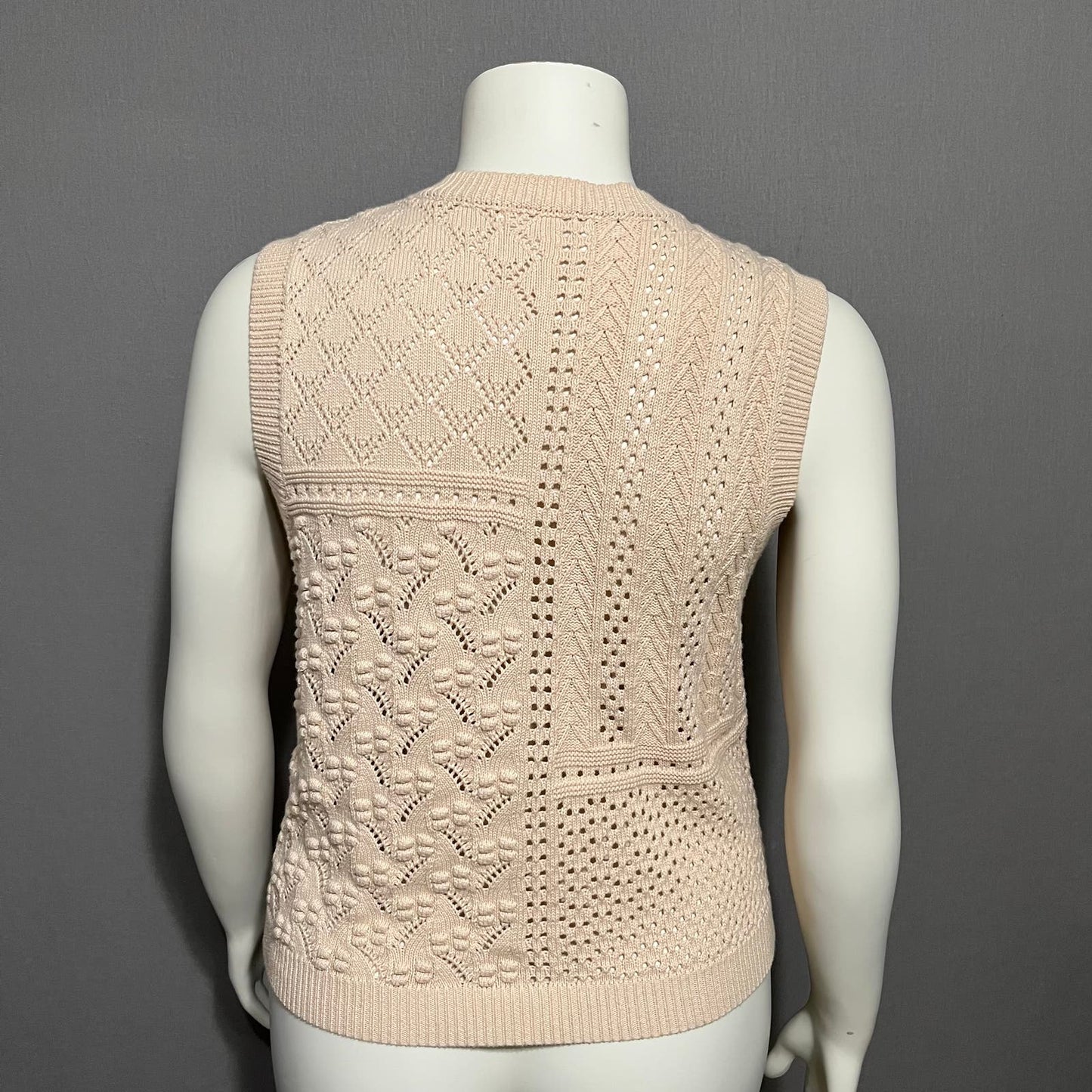 Heartloom Blush 100% Cotton Textured Sweater Vest Sz-Large