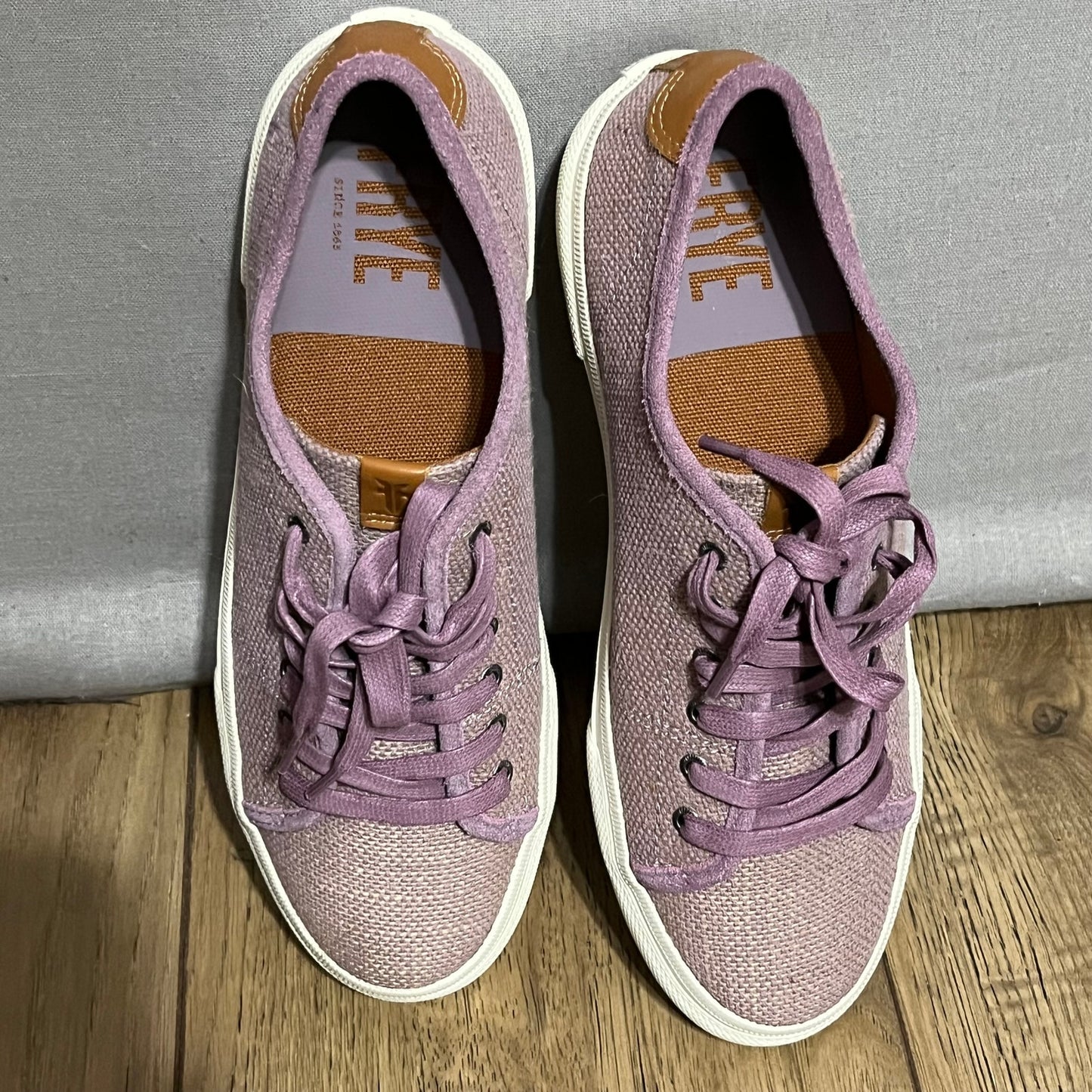 Frye Gia Canvas Low Lace Lilac Multi Sneakers Sz-8