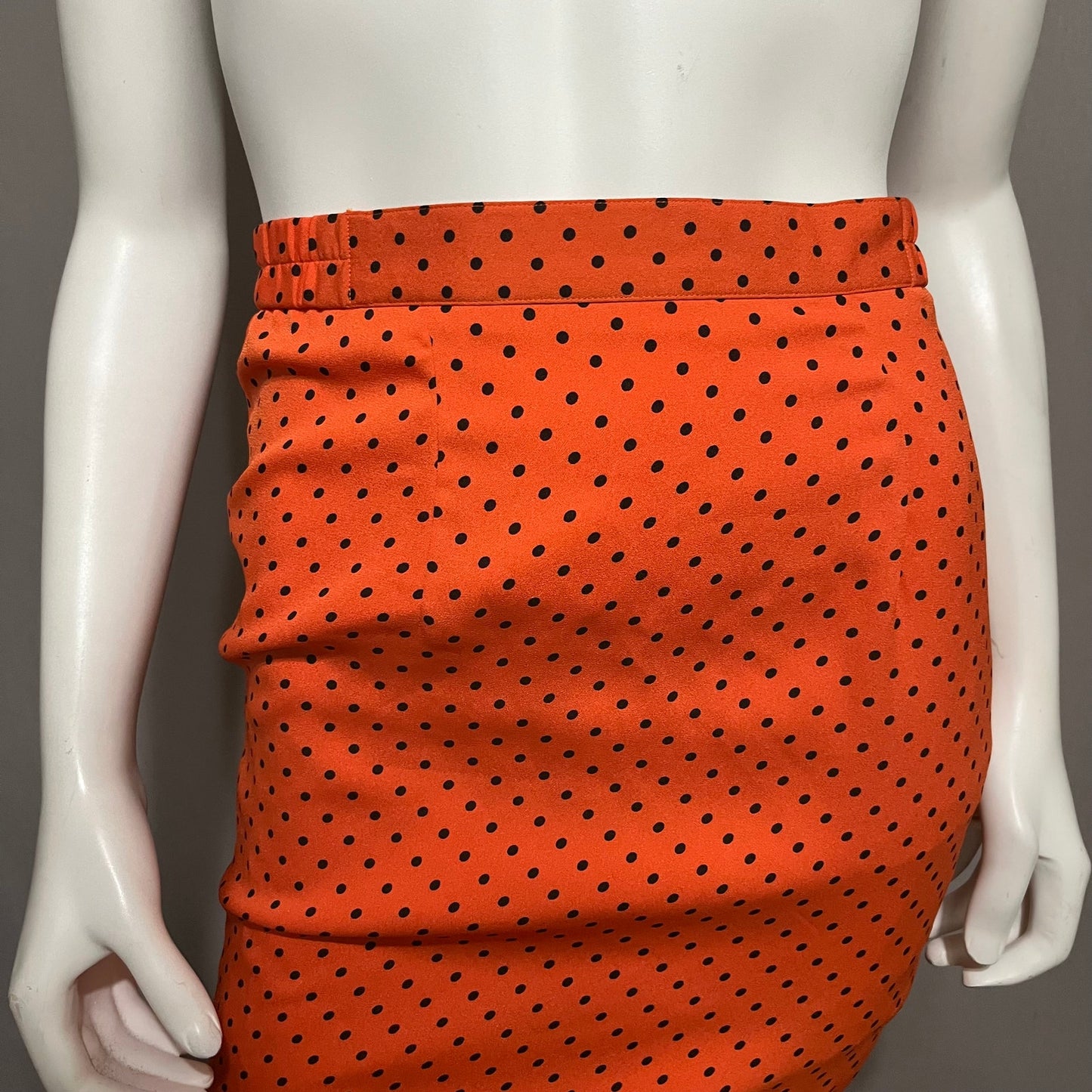 Orange With Black Polka Dot Pencil Skirt Sz-XS