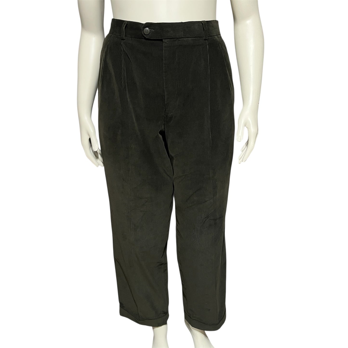 Linea Naturale Cashmere Olive Green Corduroy Pants Unisex Sz-36 or Large