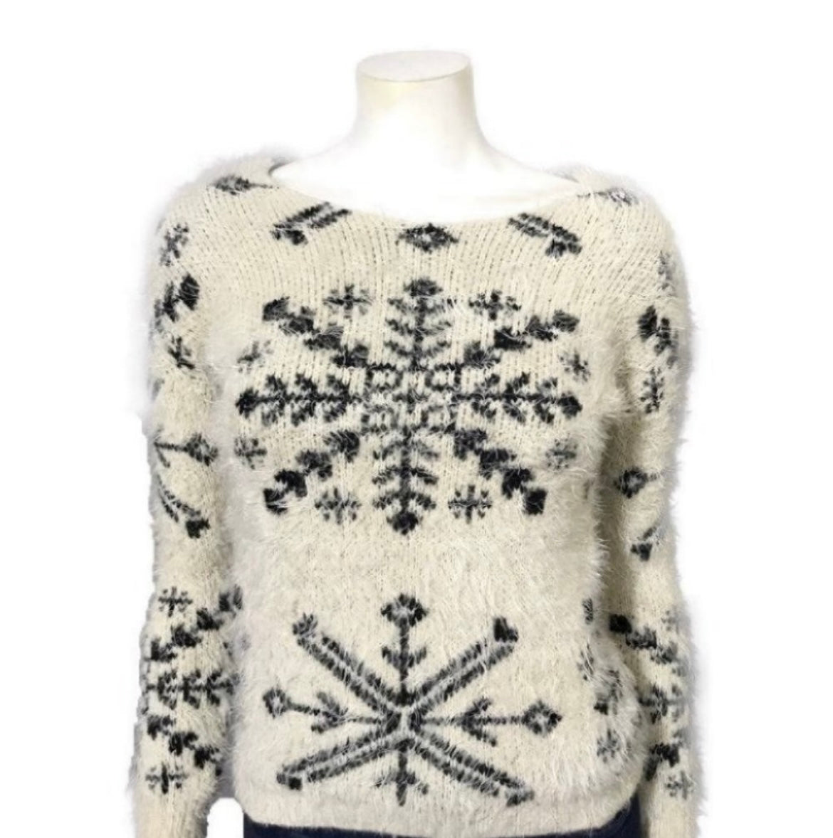 Finn & Clover Fuzzy Snowflake Sweater Sz-Small