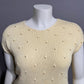 Career Connection Airy Yellow Pearl Beaded Cap Sleeve Pullover Sweater Sz-Large