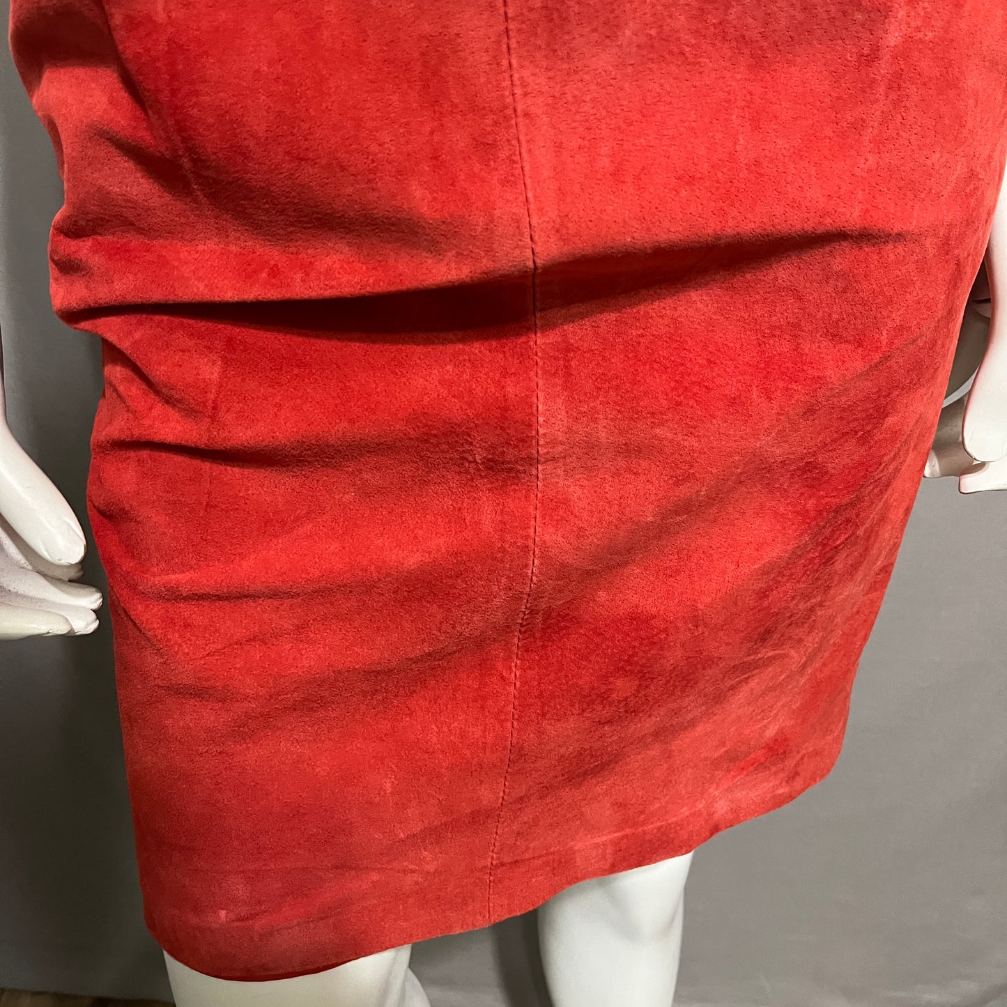 Toffs Red Suede Leather Pencil Skirt Sz-4