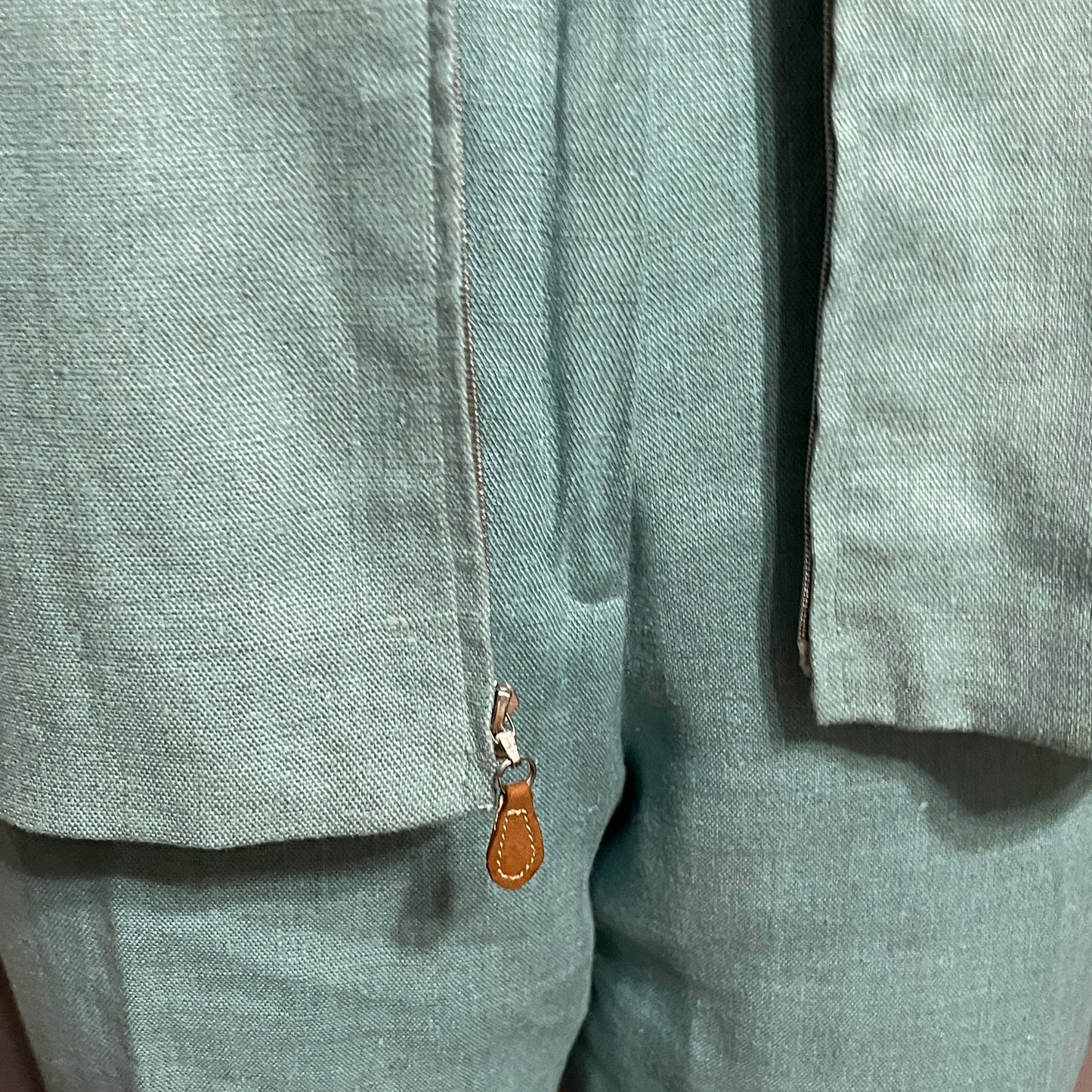 Doncaster Mint Women’s Green 100% Linen 2 Pc Pant Suit-LARGE