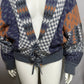 Vintage Escada Mohair Wool Gray Geometric Print Chunky Women’s Sweater Sz-34