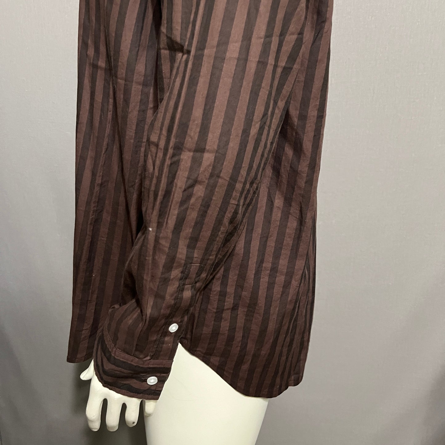 Everlane Brown Striped 100% Oversized Cotton Shirt Sz-16