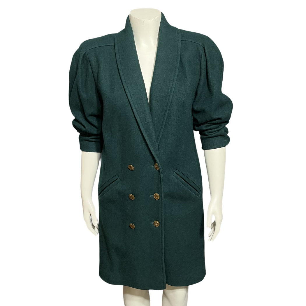 J. Gallery Vintage Green Wool Double Breasted Coat Sz-5/6 (Med/Lg)