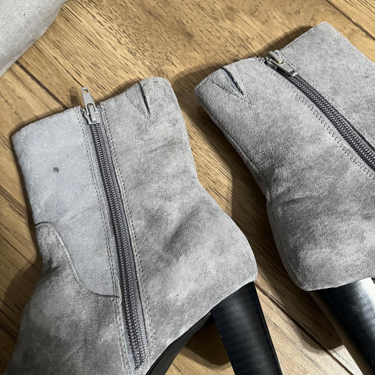 Aj Valenci Gray Suede Heeled Boots