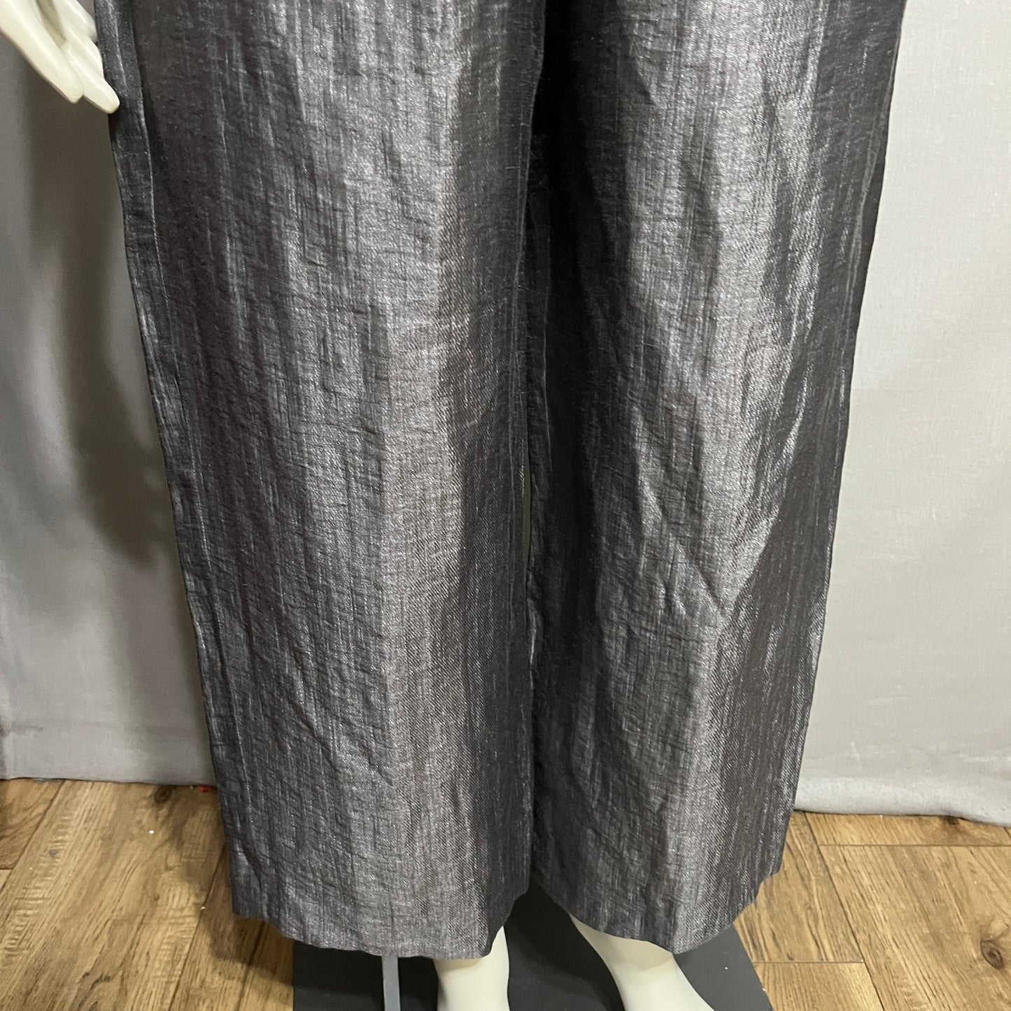 DKNY Women’s Silver Linen Blend Drawsting Casual Pants Sz-Large