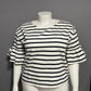 Cream & Navy Striped 100% Cotton Flare Sleeve Top Sz-XL