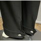 Solange Black Flare Leg Trouser Rhinestone Button Pants Sz-12