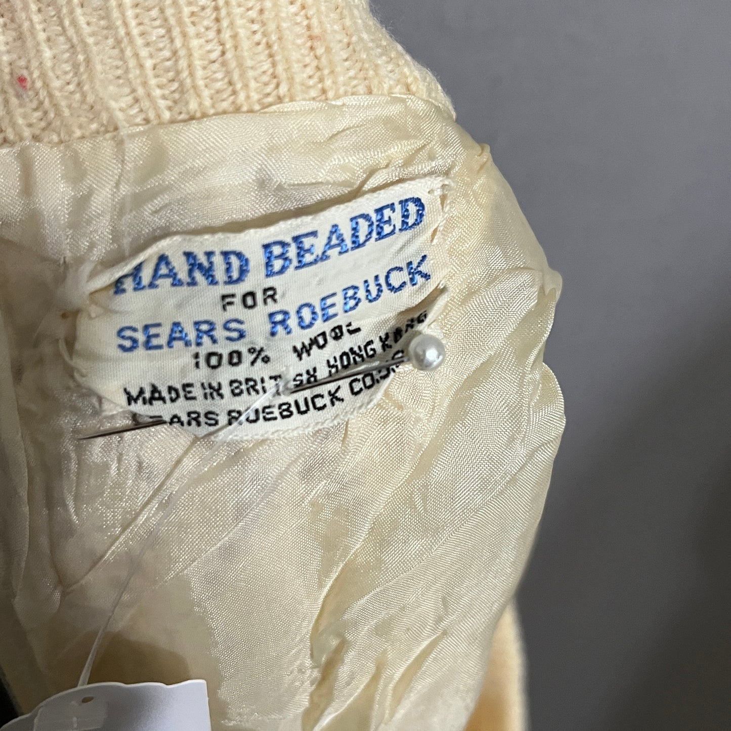 Sears Cream Sleeveless Sweater with Embellishments
