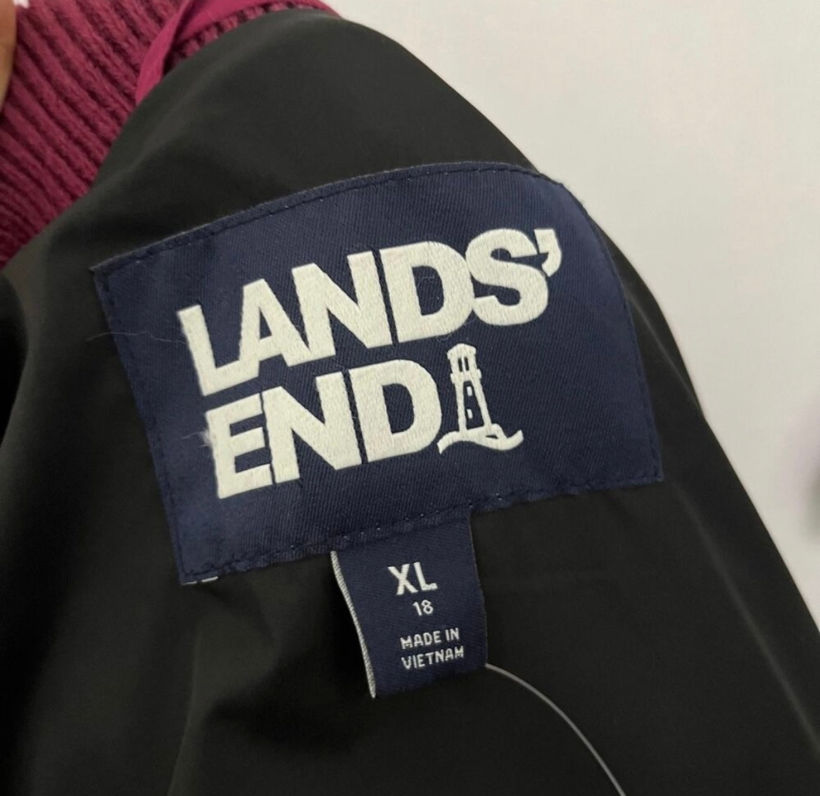 Lands End Pink Puffer Zip Up Bomber Quilted Jacket Sz-XL (18)