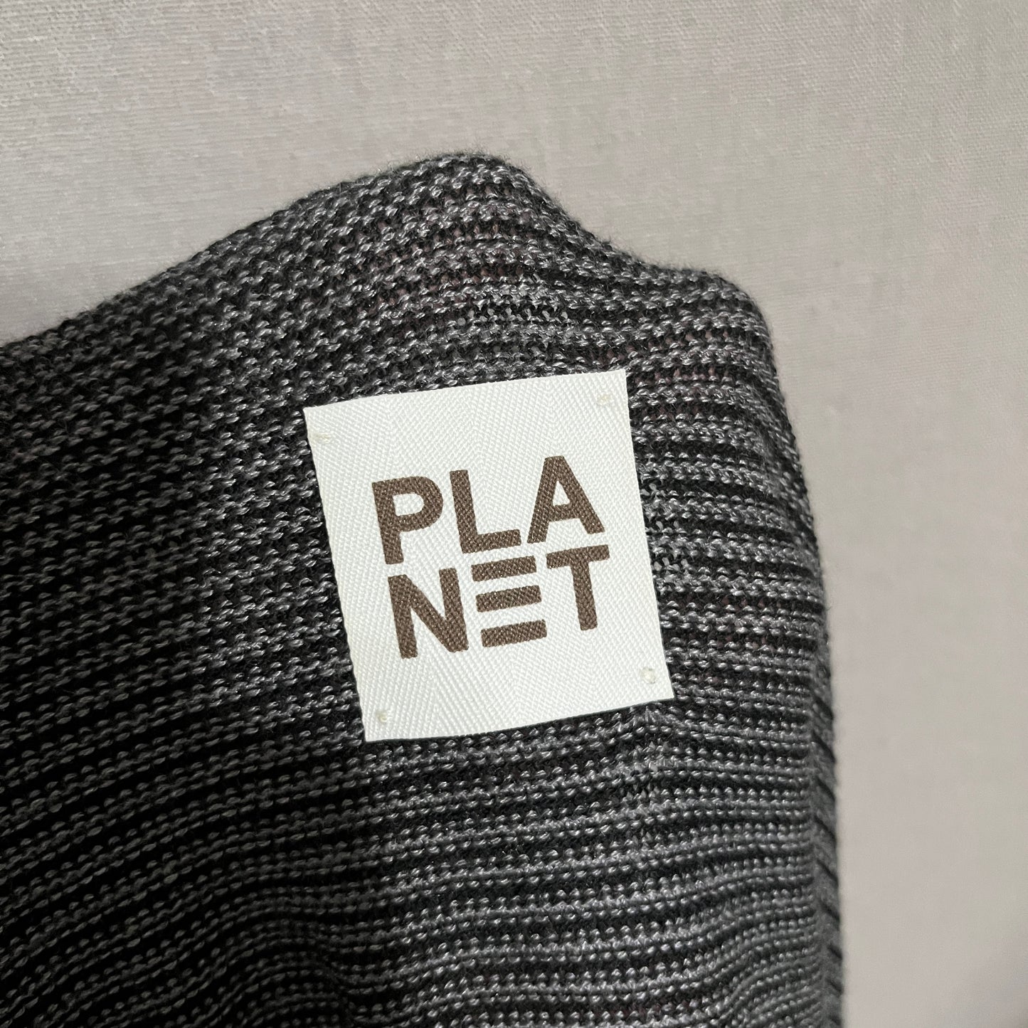 Planet Striped Gray Striped Pima Cotton Boatneck Sweater One Size