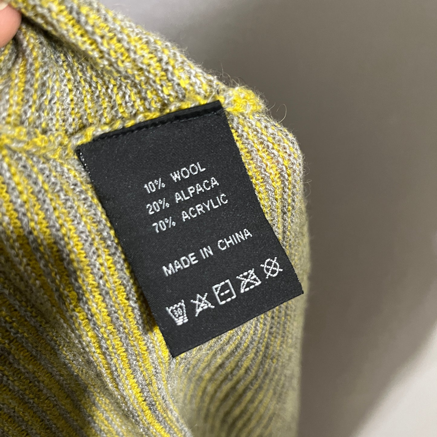 Foil Cozy Mustard Gray Ribbed Mock Neck Sweater Sz-Large