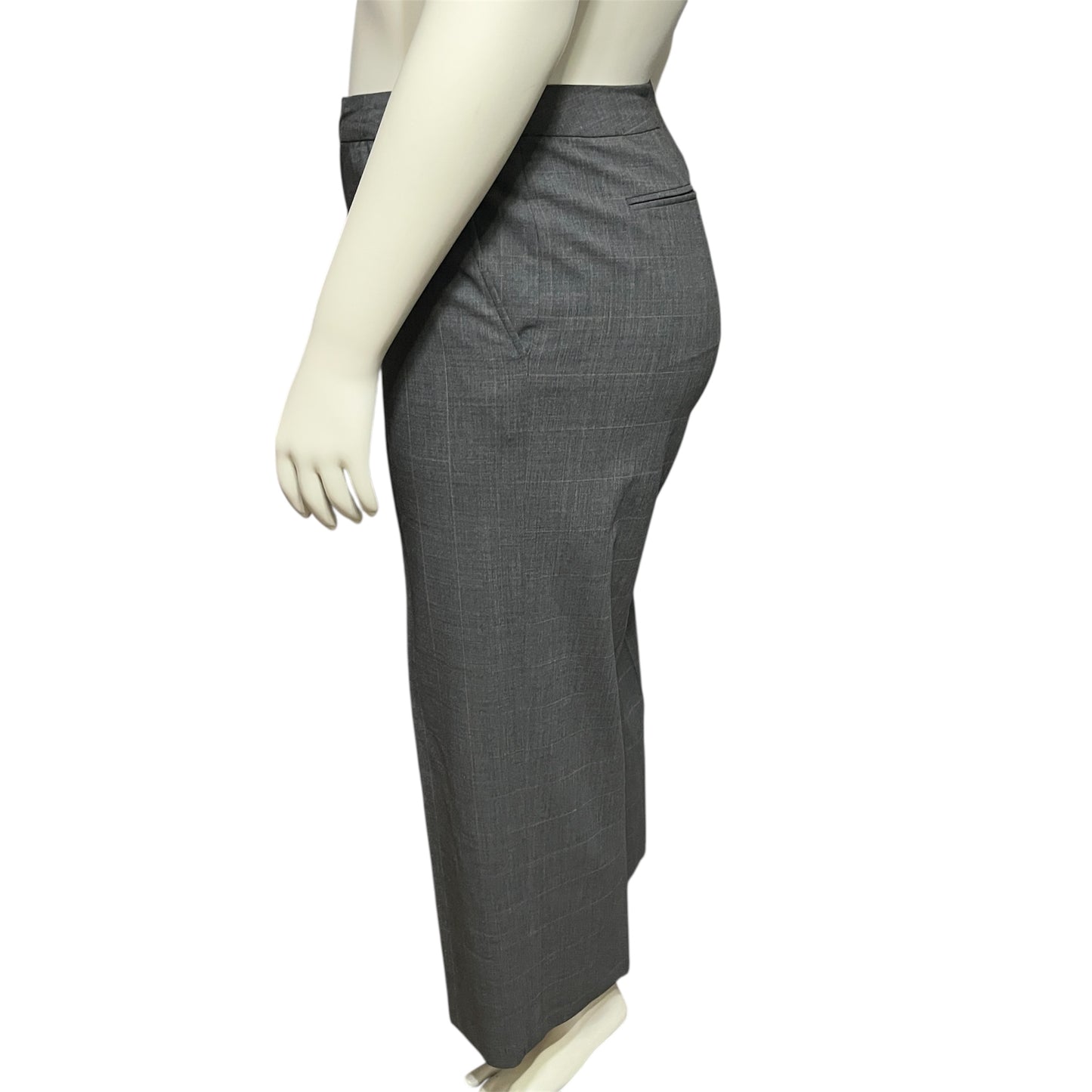 Linda Allard Ellen Tracy Gray Wool Orange Windowpane Print Pants Sz-14